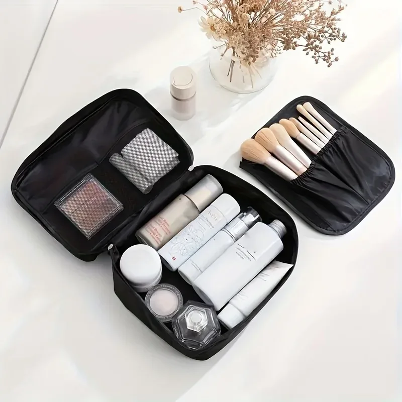 1 pièce, trousse de toilette de grande capacité pour les voyages, trousse de maquillage, organisateur de bagages portable, sac carré multifonctionnel, pochette de rangement, sacs.