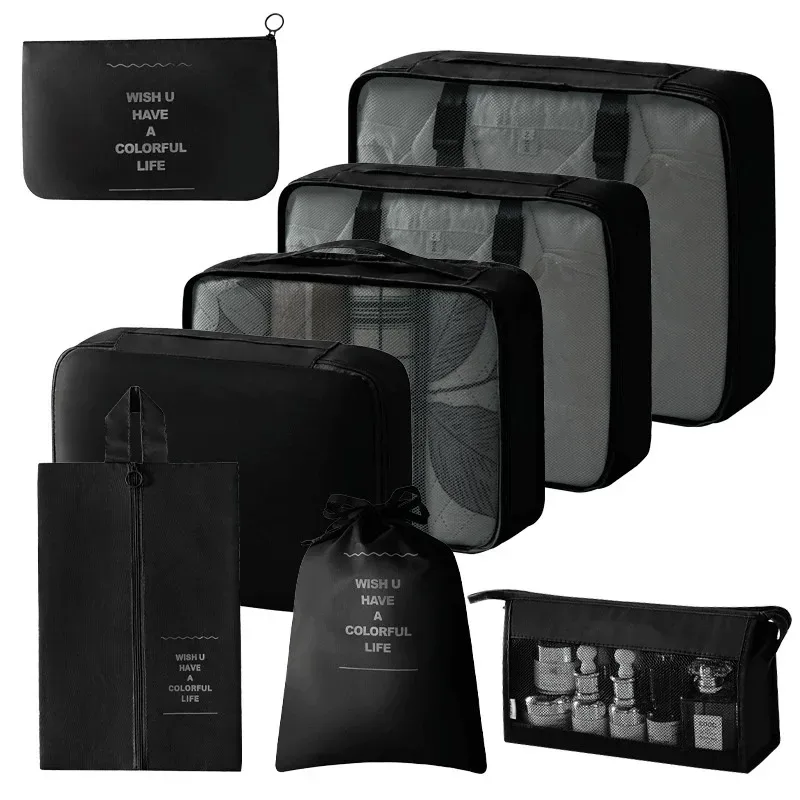 organisateur voyage polyester beige compartiments zippés poches intérieures cube sac compression chaussures pochettes housse vêtements