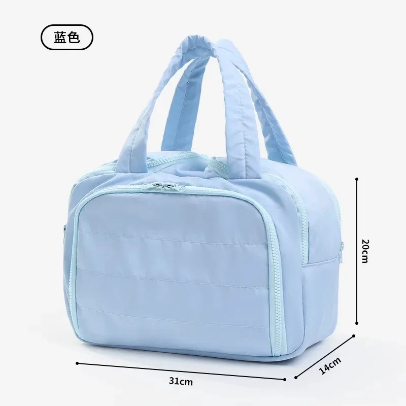 grande trousse de maquillage de voyage 180 ° organisateur de toilette à large ouverture, trousse à cosmétiques rembourrée résistante à l'eau avec poignée pour bouteilles pleines grand format
