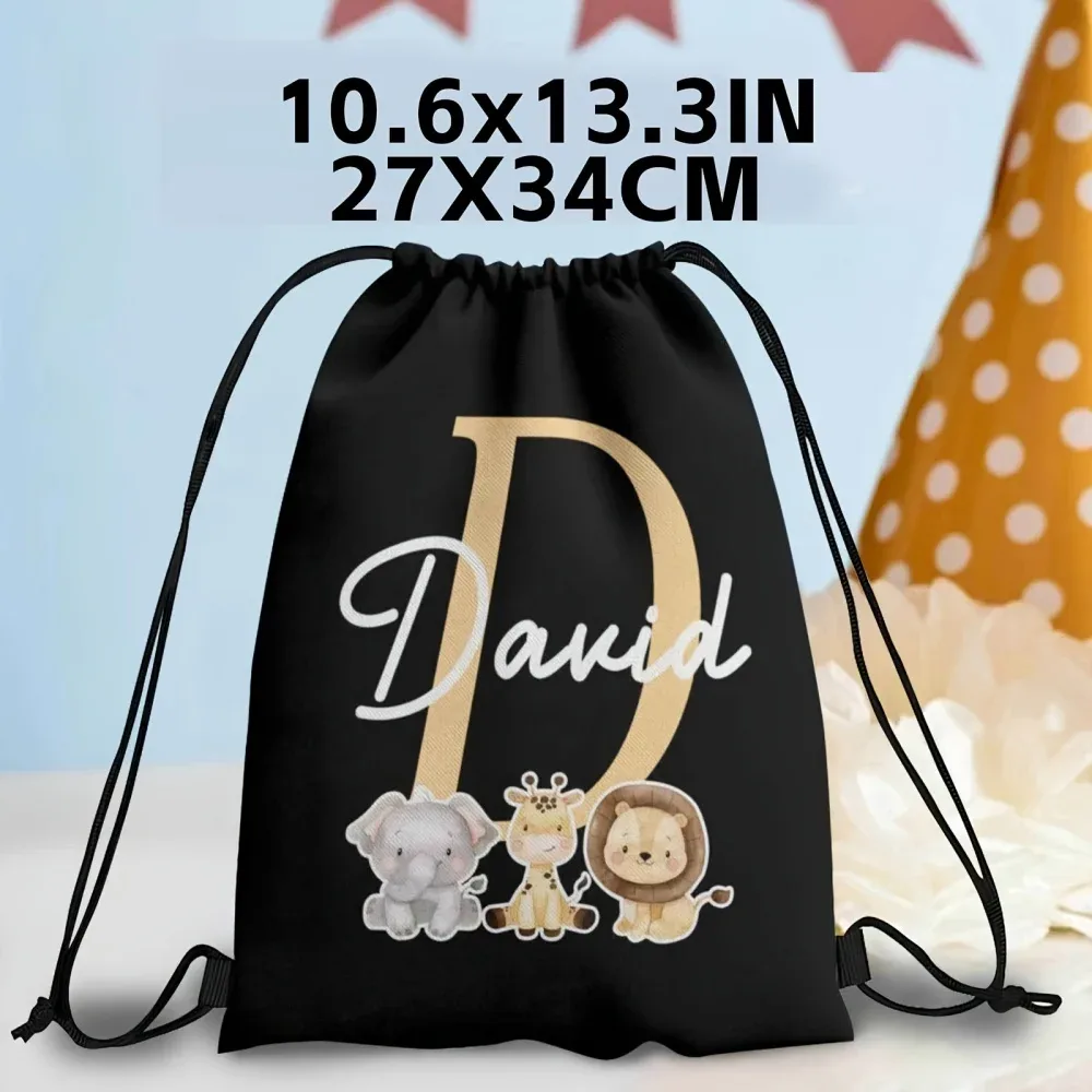 sac à dos personnalisé à cordon de serrage avec nom/texte sur le thème des animaux, 1 pièce, sac de sport léger pour voyage, sac de rangement pour salle de sport