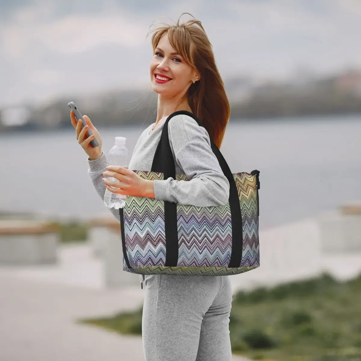 sac fourre-tout boho personnalisé pour femme, sac de plage moderne chic, extra large, sac de sport à main, géométrique, multicolore, sacs de voyage, sacs à provisions