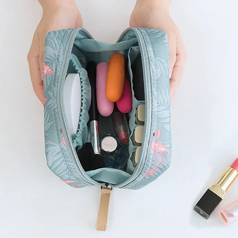 1PC Mini sac cosmétique flamant couleur unie voyage trousse de toilette Cactus beauté maquillage sac organisateur pour femmes pochette de maquillage