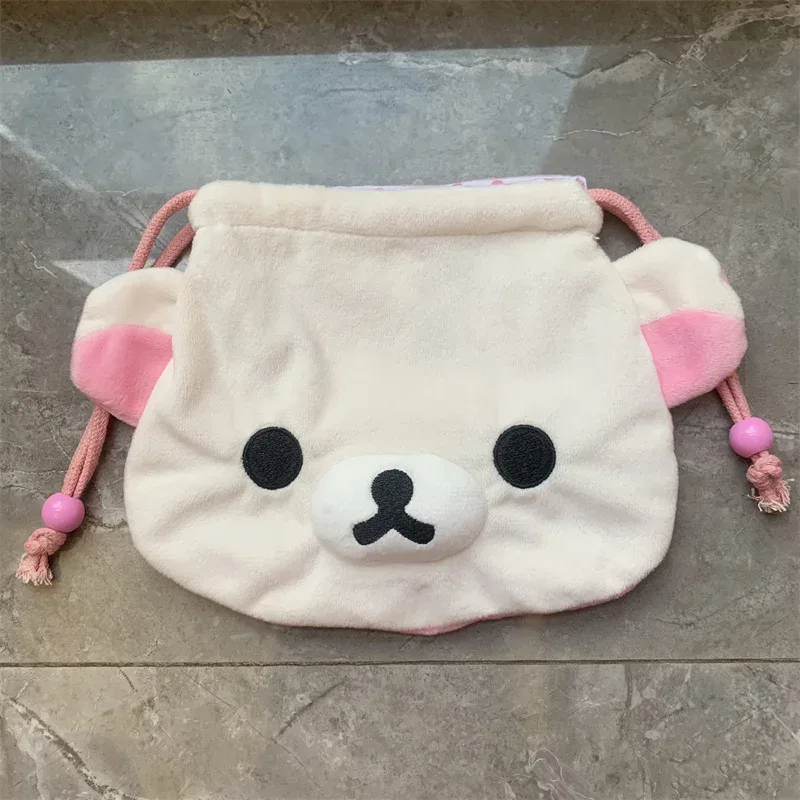 Rilakkuma Korilakkuma peluche sac à cordon pochette dessin animé ours mignon Kawaii rangement organisateur sacs