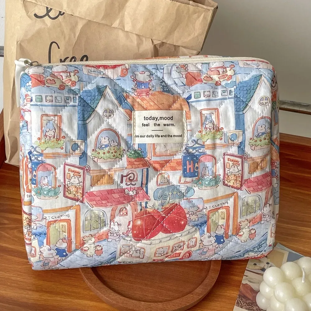 sac de maquillage à motif d'animaux de dessin animé de haute qualité, pochette à fermeture éclair de grande capacité, sac matelassé, trousse de toilette, organisateur de voyage