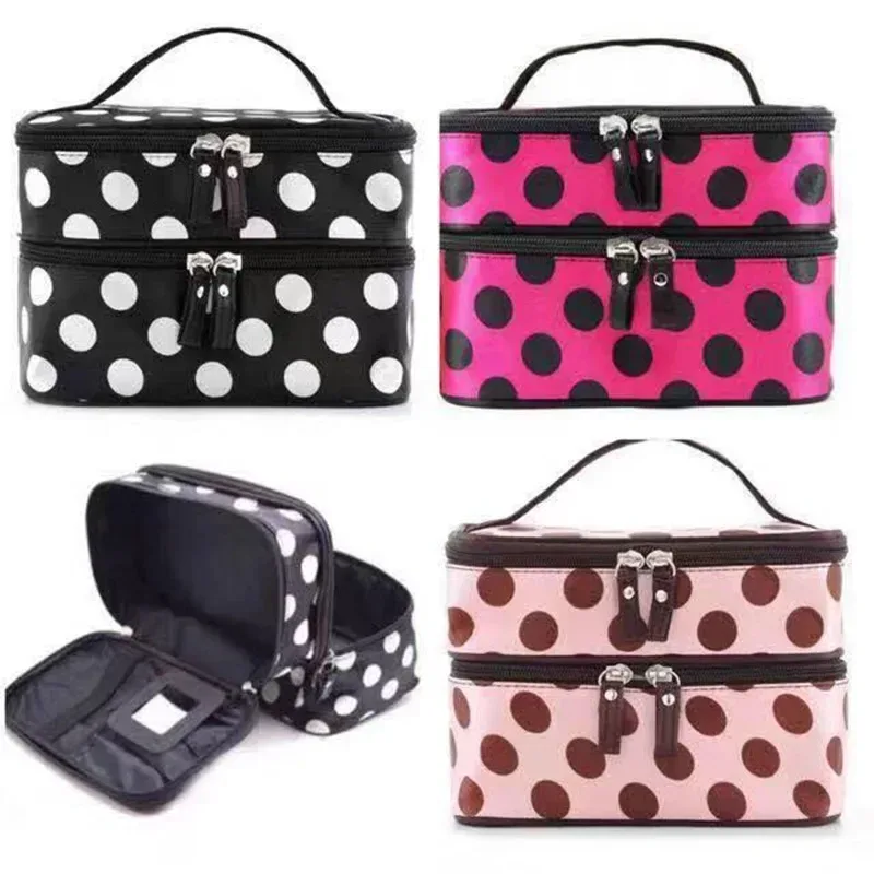 trousse de maquillage de grande capacité, sac à cosmétiques à double fermeture éclair pour femmes, pochette de bain, organisateur de produits de toilette de voyage, rangement étanche, cas de maquillage