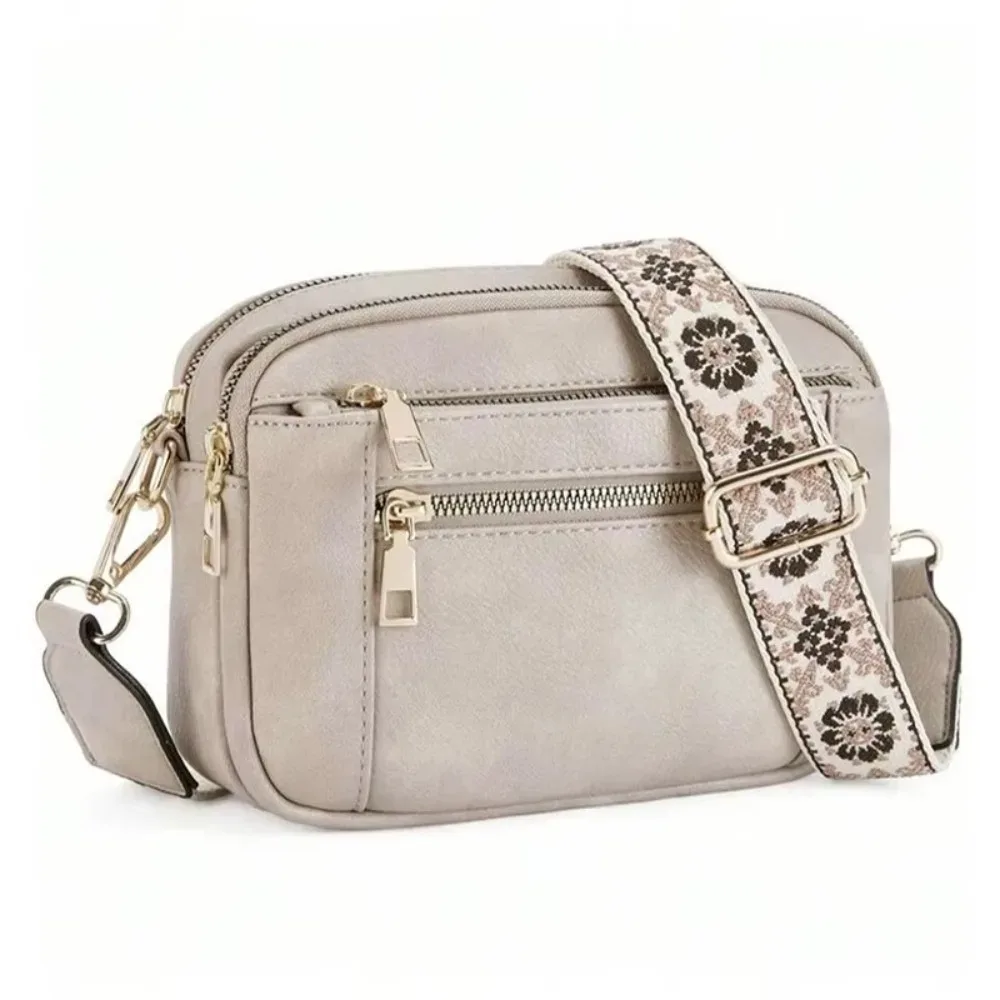 sac à bandoulière multifonctionnel rétro, fermeture éclair, sangle réglable, petit sac carré