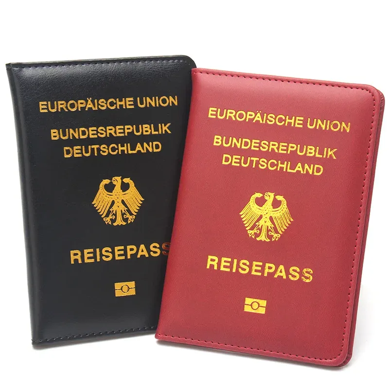 Porte-passeport allemand pour hommes et femmes, couverture de passeport en cuir PU, étui pour passeport Portable, porte-carte d'identité, porte-billet, accessoires de voyage