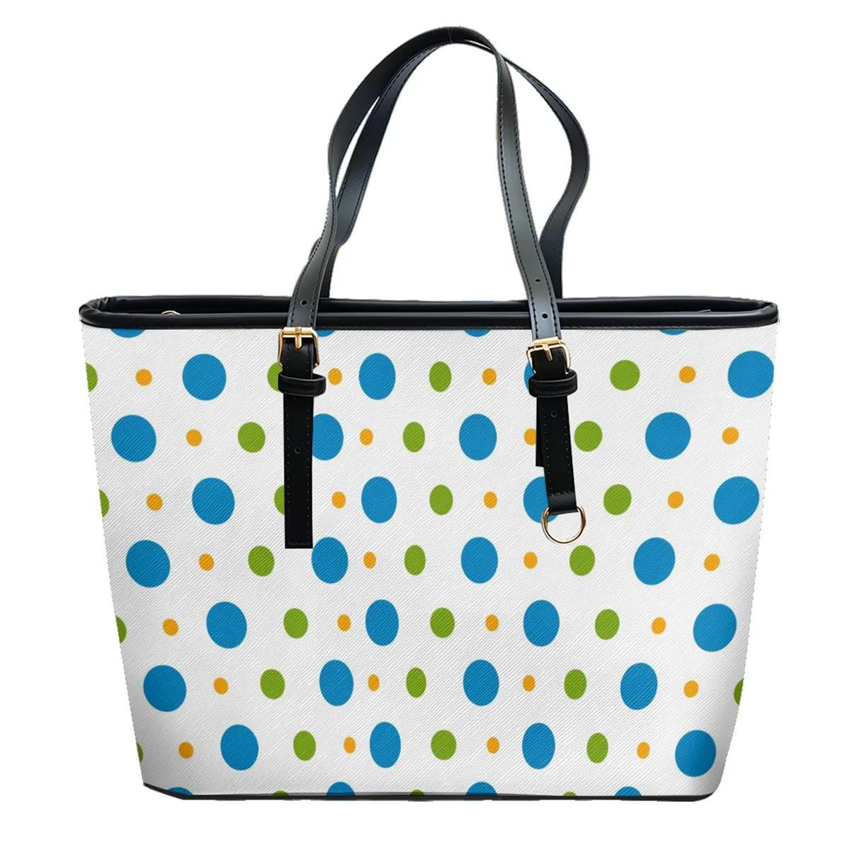sac à bandoulière en cuir pvc oxford imprimé à pois, fourre-tout léger à fermeture éclair, minimaliste, usage quotidien, sac à main convertible pour le travail et le week-end