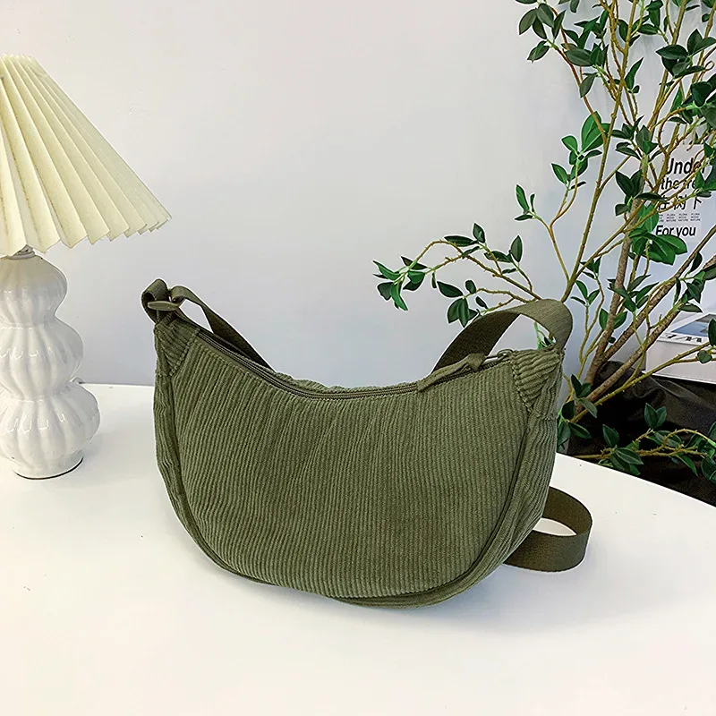 sac à bandoulière hobos en velours côtelé pour femmes, couleur unie, rétro décontracté, sacs à bandoulière pour dames, sacs à main de voyage quotidiens, sacoche
