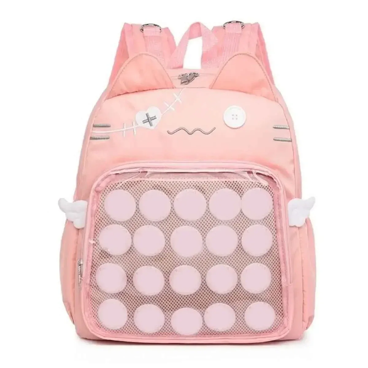sac à dos chat mignon pour femme, sac ita transparent, sacs à dos esthétiques féminins, nylon, style japonais, mode décontractée, grande capacité