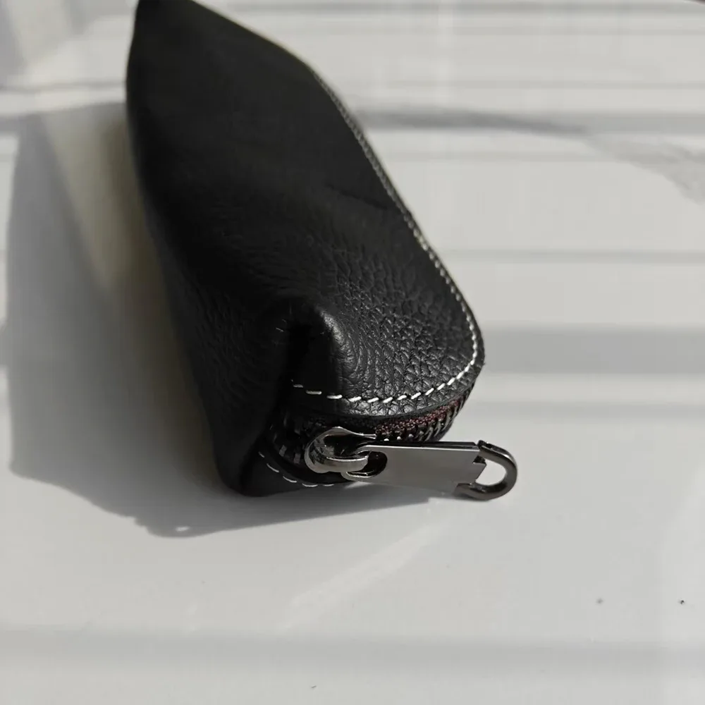 pochette à crayons en cuir véritable personnalisable avec nom – trousse à stylos pour étudiant, pochette de luxe en cuir de vachette pour femme, petite trousse à maquillage zippée