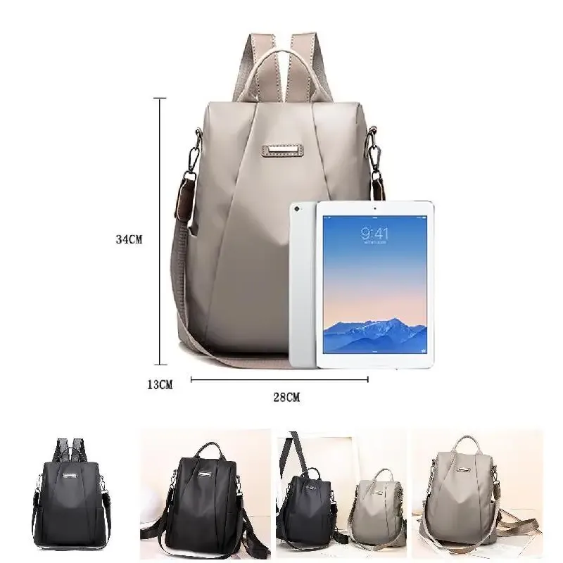 sacs à dos antivol à double bandoulière pour femmes, sac à dos de voyage en tissu oxford imperméable, sacs à dos en nylon, accessoires pour étudiants en voyage
