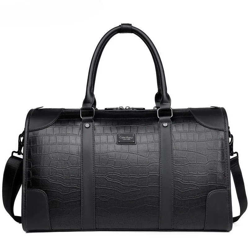 Sac à main de mode pour hommes, fourre-tout de voyage d'affaires, sac de bagages de luxe en cuir PU Alligator avec bandoulière, sacs à bandoulière