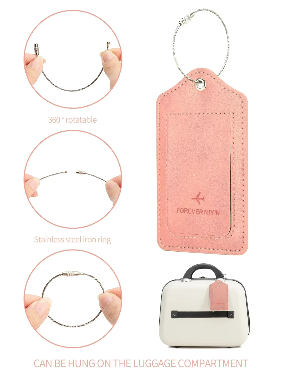 étiquette bagage cuir pu rose marron beige dore rouge vert ornamentation voyage identification bagage sacs