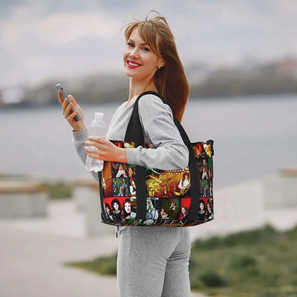sac fourre-tout personnalisé freddie mercury queen band pour femmes, sac de voyage à bandoulière de plage de grande capacité