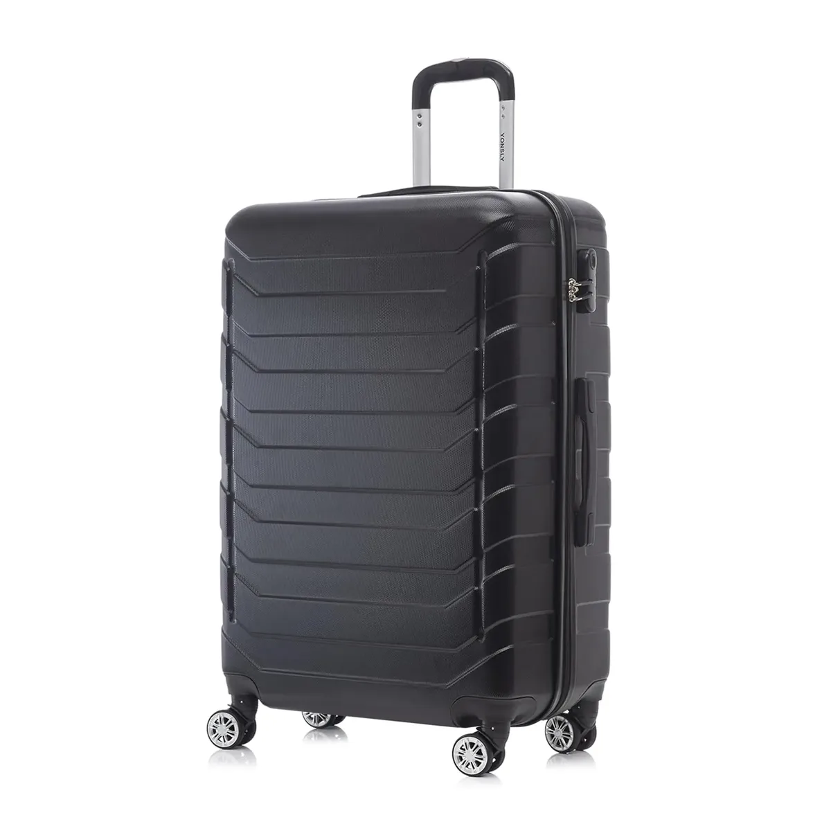 yonsly 20/24/28 pouces 4 roues 360 °   valise rigide noire à serrure à combinaison pour voyage, vacances, déplacement professionnel