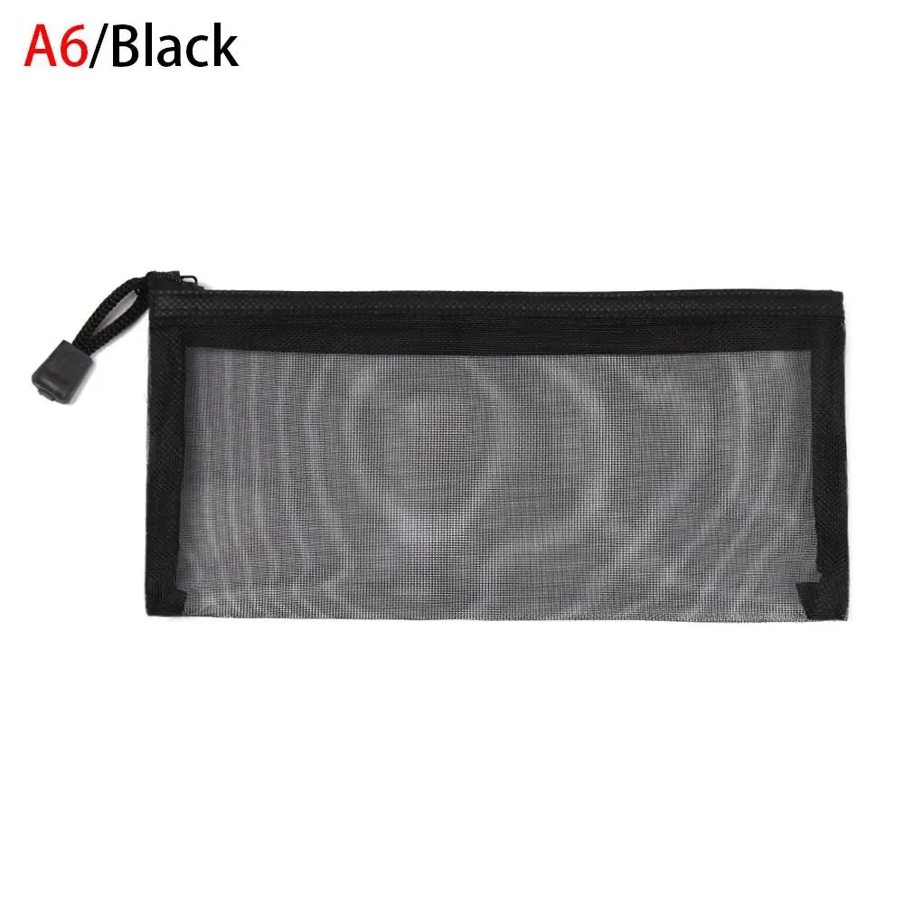 1 pièce trousse de rangement en nylon couleur unie, transparente à grille, avec fermeture éclair, pour papeterie, maquillage, monnaie, cosmétiques et stylos