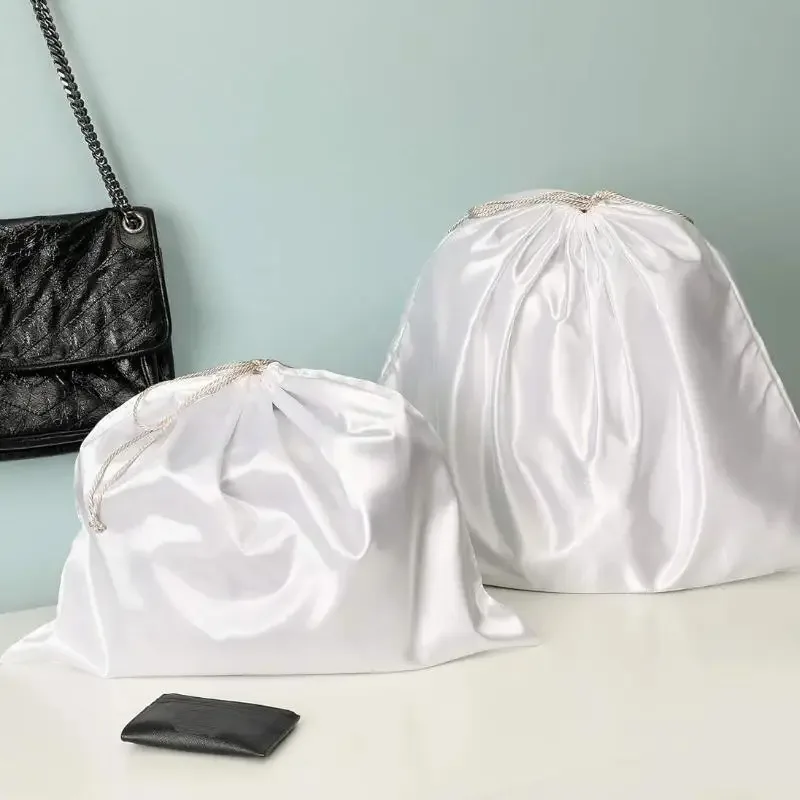 housse anti poussière tissu soie luxe forme ovale ouverte cordelette taille petite grande protection sac main