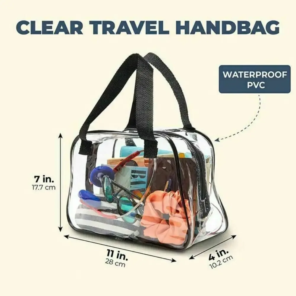 sac fourre-tout transparent approuvé par le stade, petit sac à main transparent pour voyage et concert, sac à cosmétiques en pvc, fourre-tout, trousse de toilette de voyage