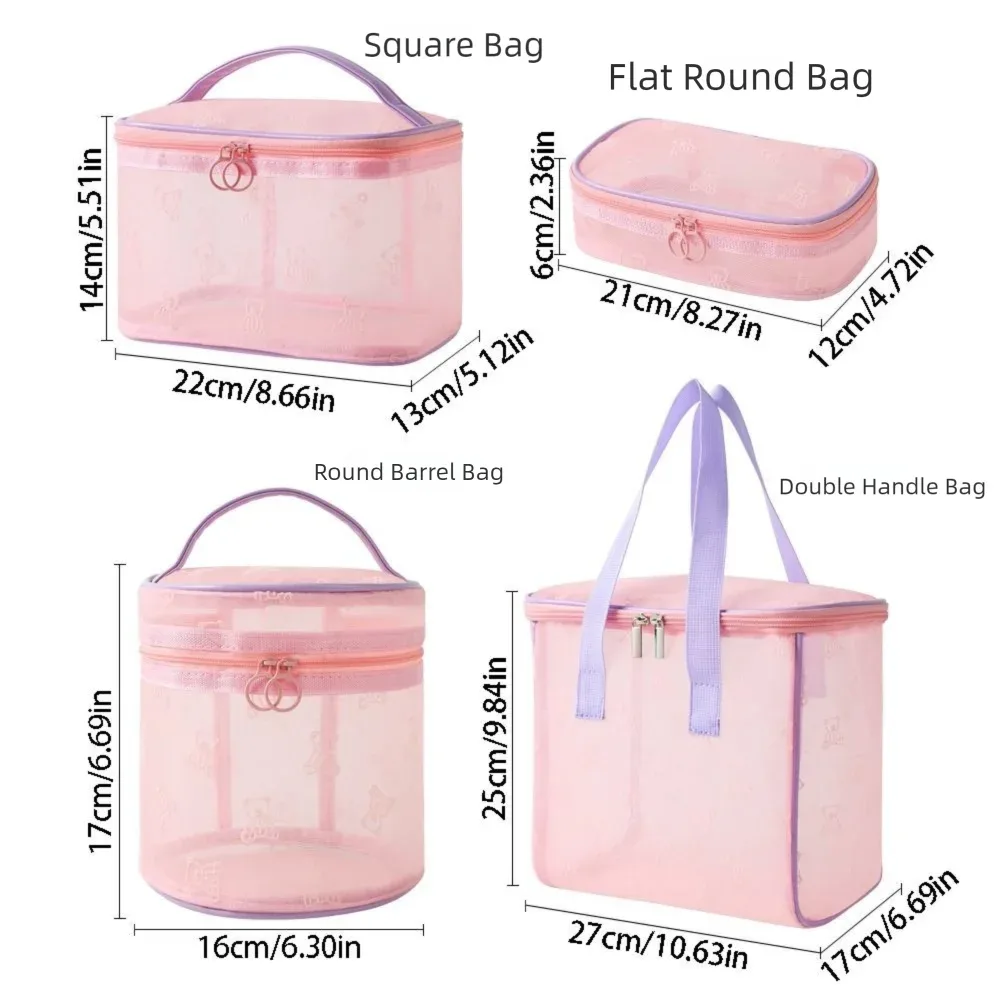 sacs à cosmétiques en maille grande capacité, pochette de rangement multifonctionnelle pour articles de toilette, fermeture éclair avec poignée, organisateur d'objets divers pour le camping