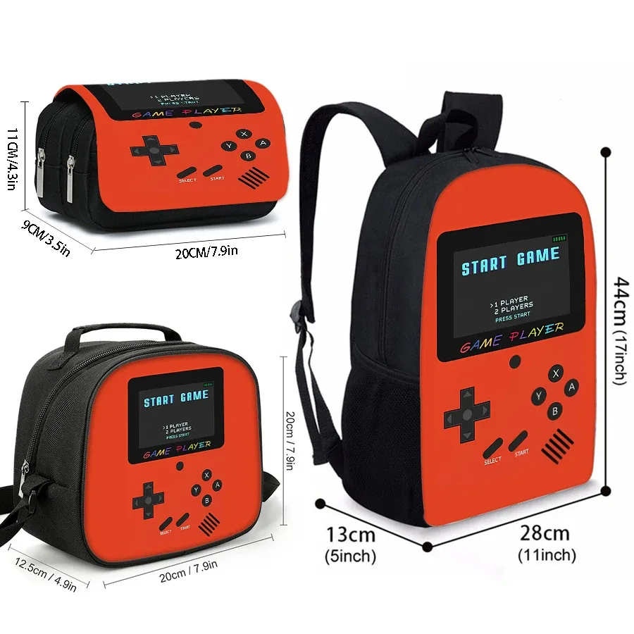 sac à dos pour ordinateur portable 2d dessin animé grande capacité, style simple et léger, idéal pour adolescents, femmes et hommes – nouveauté : lot de 3 pièces pour console de jeux, cadeau pour garçons/filles