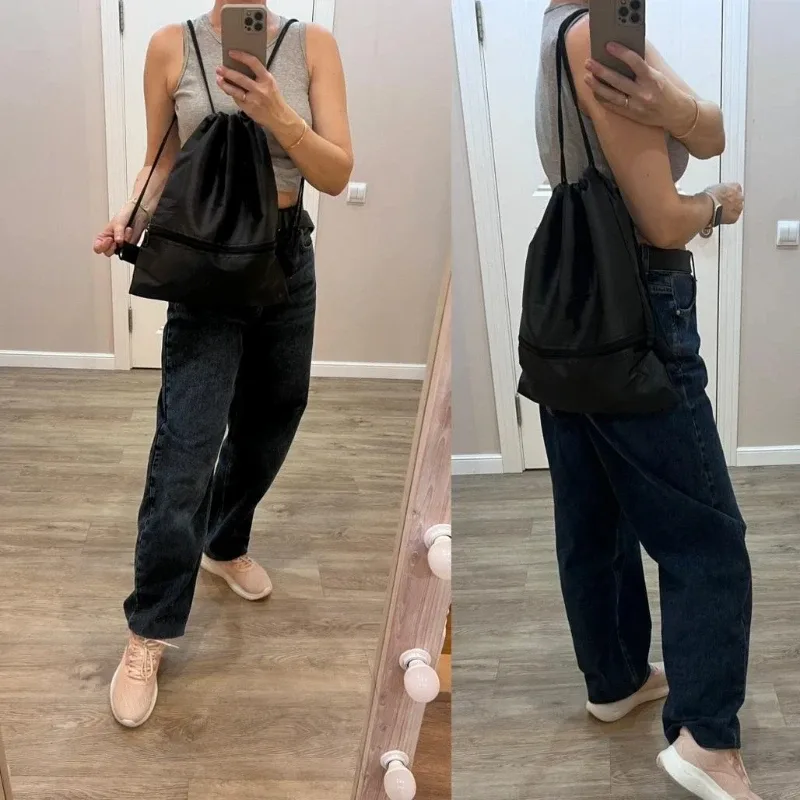 sac à dos unisexe avec cordon de serrage – sac de sport léger, sac de voyage, sac pour l'école et le travail pour hommes et femmes | sac de transport quotidien minimaliste tout-en-un