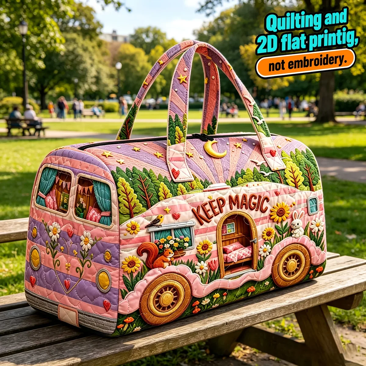 grand sac en toile matelassée – sac de voyage en tissu matelassé 3d – sac de voyage pour les courts trajets.