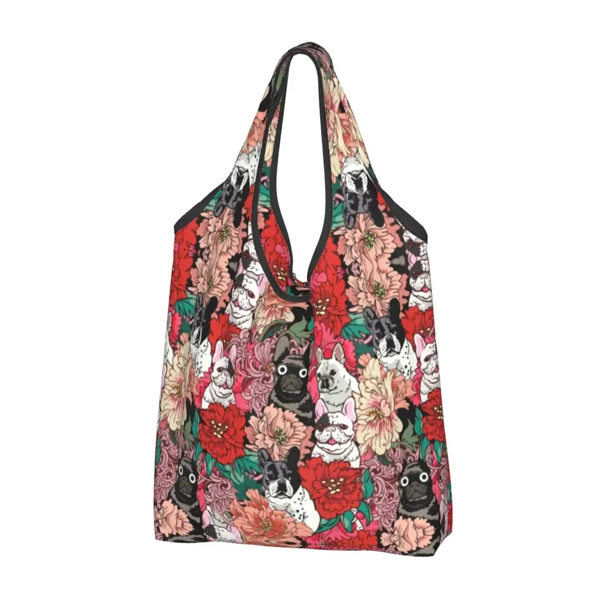 sac à provisions portable pop art pour femme, style bungalow, bouledogue français, sac fourre-tout pour chien, cadeau pour animal de compagnie, sacs d'épicerie