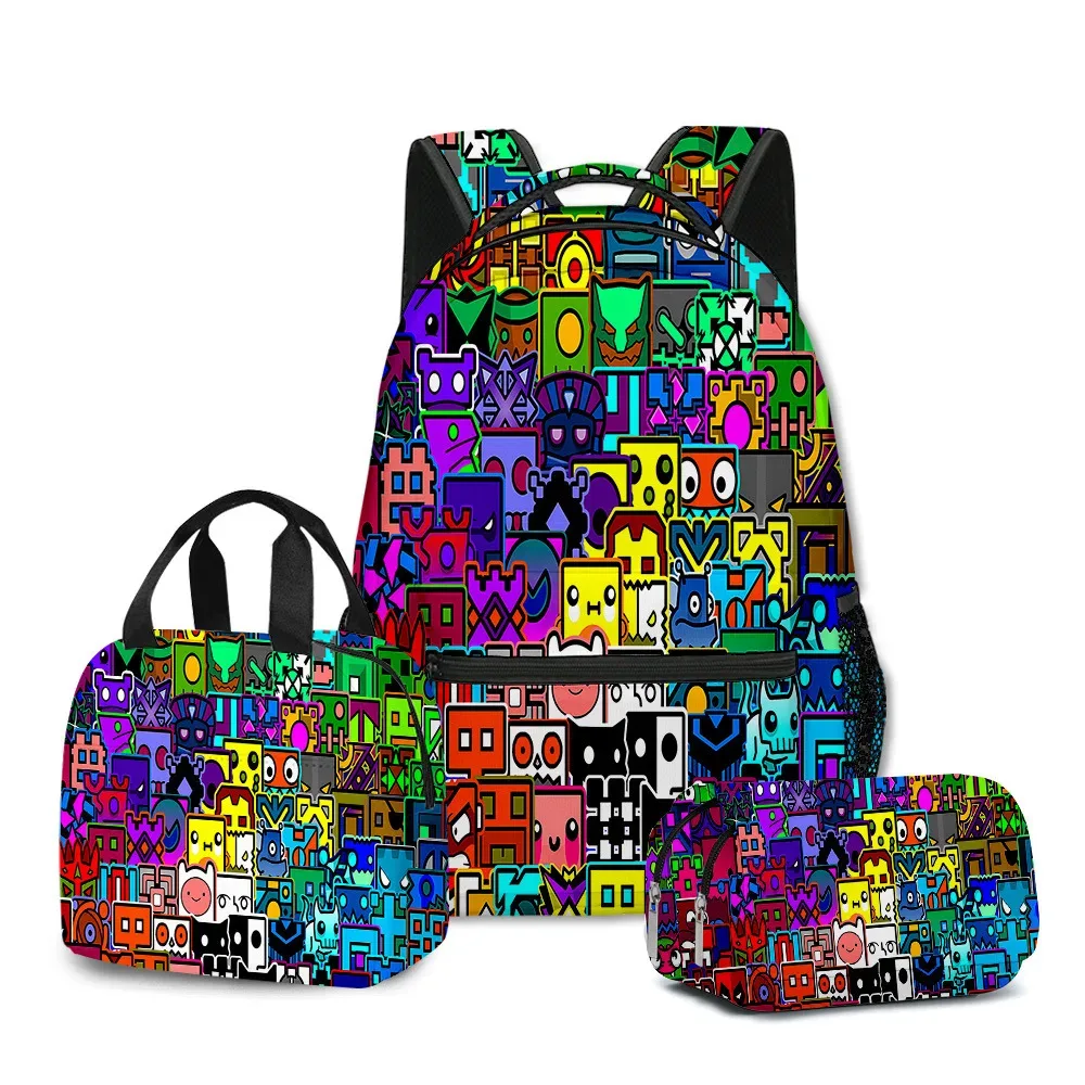 sac dos oxford université motif géométrie dash bleu vert rouge noir voyage école étudiant
