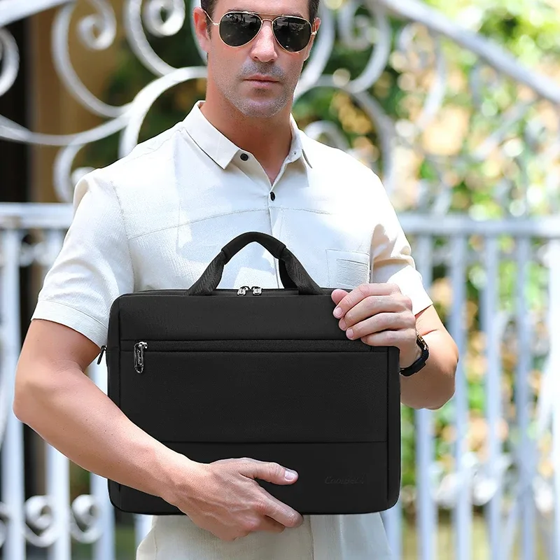 porte-documents personnalisé avec logo, sac pour ordinateur portable d'affaires, sac à bandoulière simple pour hommes, résistant aux chocs, ordinateur de 15.6 pouces, vente en gros