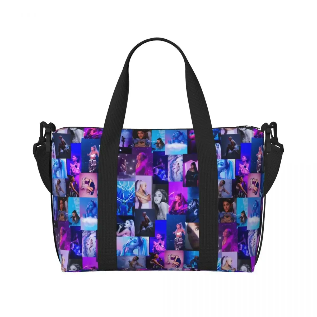 sac fourre-tout personnalisé ariana grande pop music pour femmes, sacs de voyage de grande capacité pour chanteur américain, plage, gymnastique