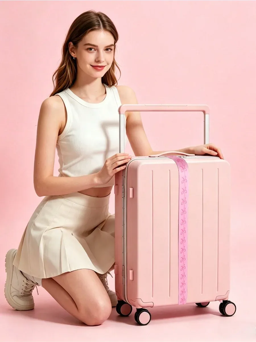 sangle de bagage réglable à imprimé mignon pour valise, ceinture de voyage en tissu doux avec boucle, sangle de sac légère pour femme