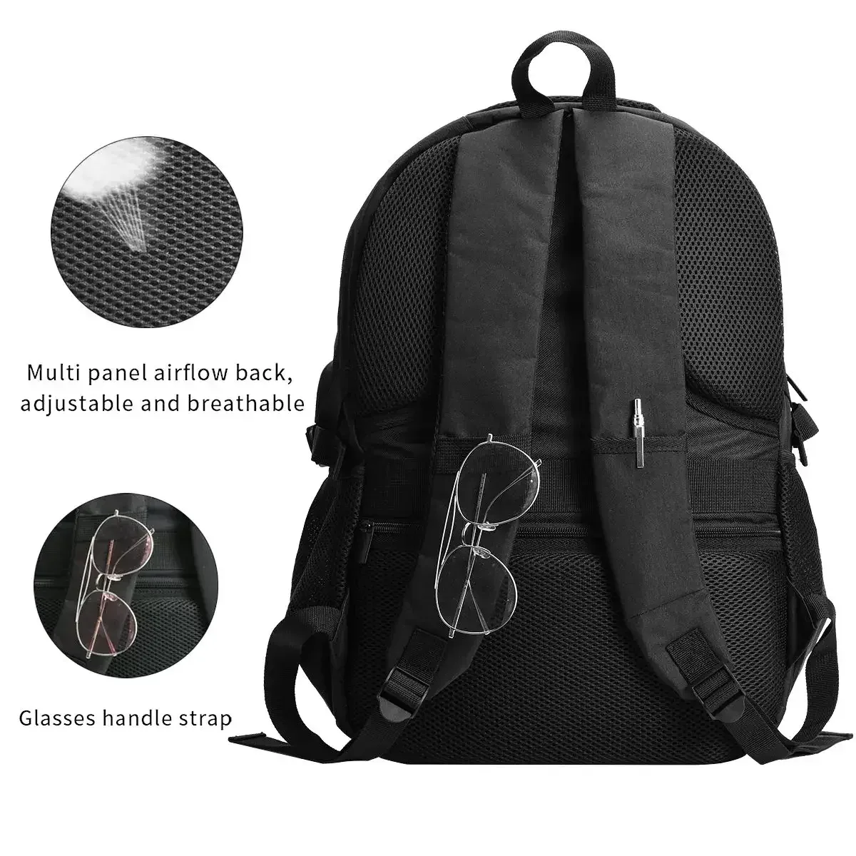 sac dos oxford université noir imprimé lion poche ordinateur portable système ventilation voyage université