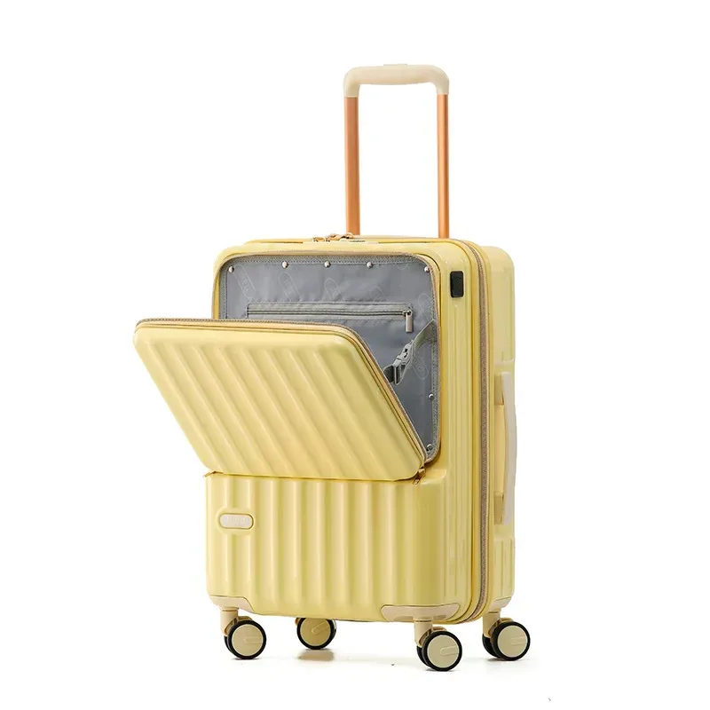 klqdzms valise à roulettes 20"24 pouces en abs+pc avec serrure à code, compartiment et ouverture frontale, étui de transport portable pour ordinateur portable.