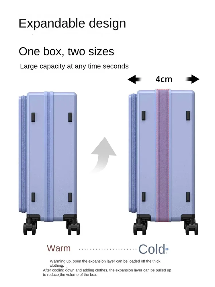 nouvelle valise de voyage à double ouverture 20 pouces, valise cabine extensible multifonctionnelle, bagage anti-explosion avec fermeture éclair 22-26 pouces