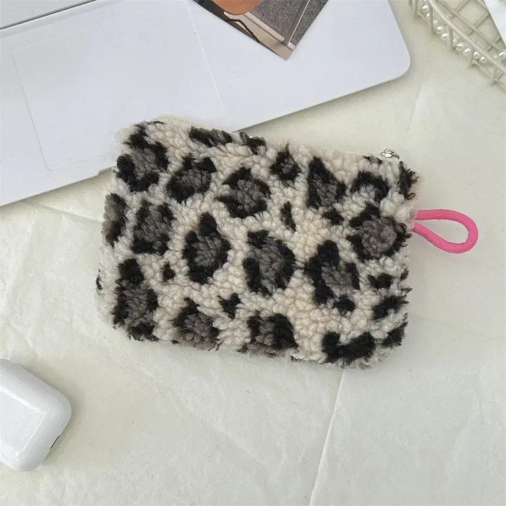 petit sac de rangement portable en peluche douce pour femme, trousse de maquillage, sacs à main, pochette à fermeture éclair, sac à main moelleux, sacs à cosmétiques en fourrure pour femme