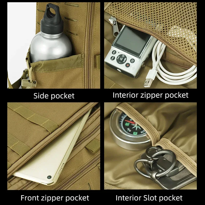 sac à dos d'escalade tactique pour hommes, sac de sport de voyage, grande capacité, randonnée en plein air, camping, pêche, bagages, week-end, cyclisme