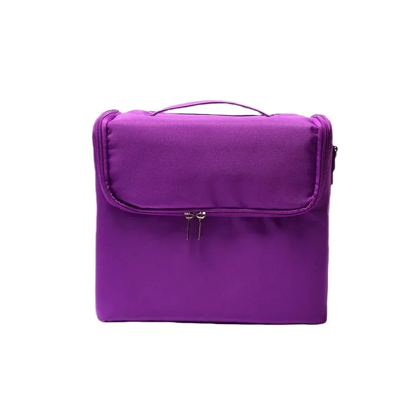 grande trousse de maquillage portable, boîte à outils multifonctionnelle pour nail art et beauté, sac cosmétique de rangement multi-niveaux en tissu oxford avec fermeture éclair