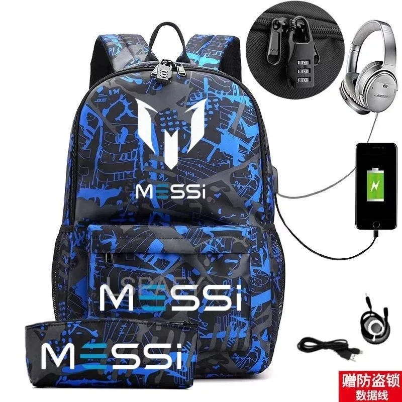 sac à dos messi tendance avec port usb antivol, grande capacité, pour femmes, hommes, adolescents, sacs d'école décontractés pour lycéens, mochilas