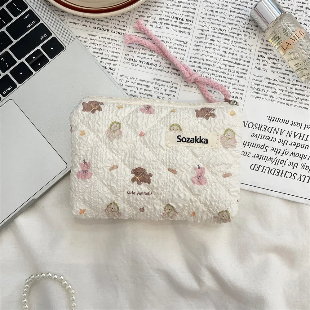 petit sac de rangement portable pour cosmétiques, sac à main de voyage mignon, rouge à lèvres, carte d'écouteur, mini sac à main de maquillage, poudres, trousse de maquillage
