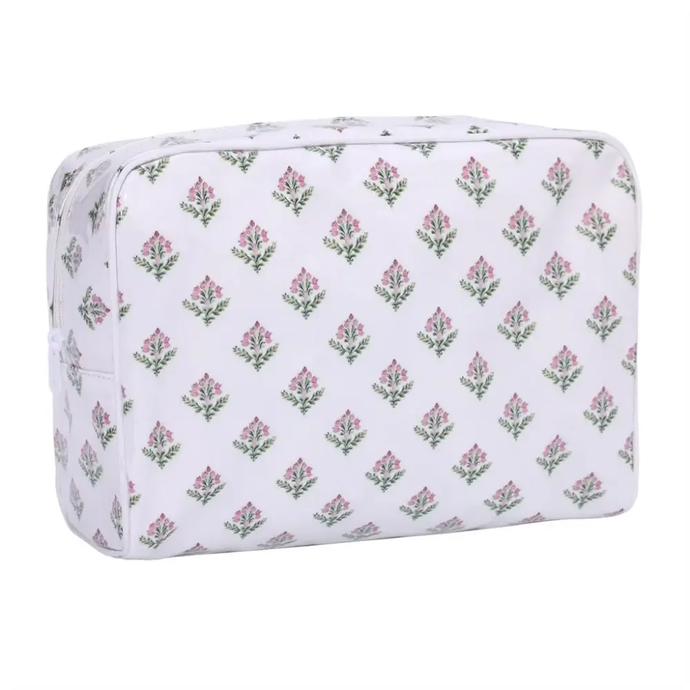 sac cosmétique en polyester pvc, double couche, imprimé en couleur, organiseur de maquillage, grande capacité, sac de rangement cosmétique imperméable