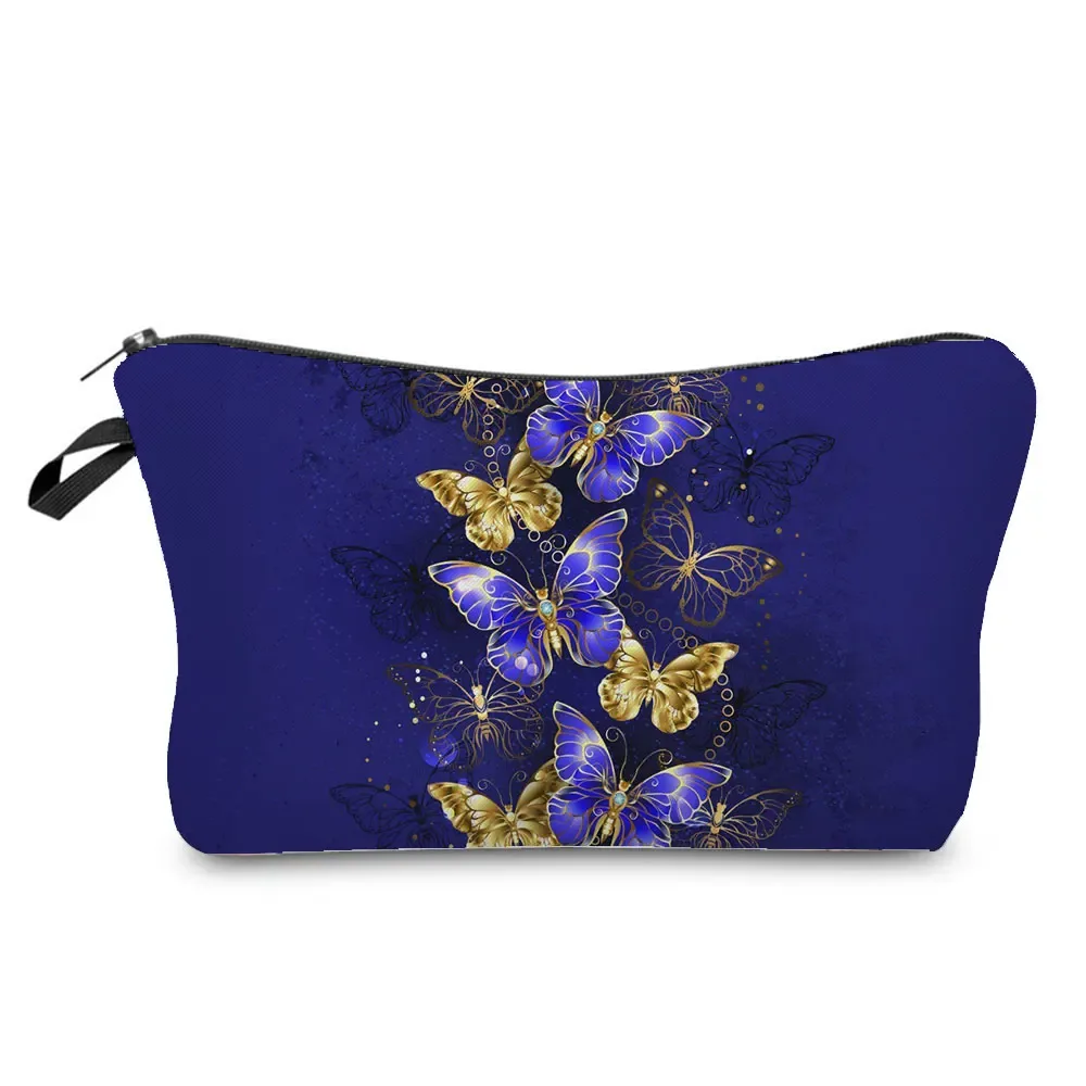 sac à cosmétiques imprimé papillon pour femmes, trousse à crayons d'école pratique avec animaux, mini sac de rangement de voyage, sacs de maquillage pour dames