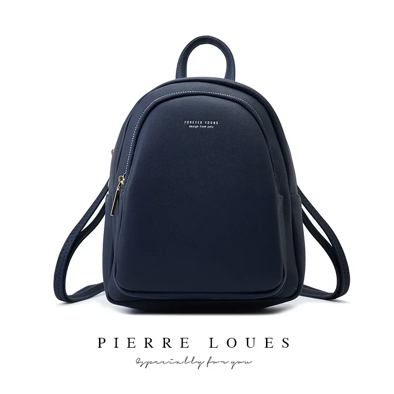 petit sac à dos en cuir pu pour femmes, sac à bandoulière preppy solide pour dames, sac à dos de voyage pour écoliers