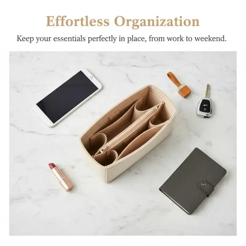 organisateur de sac à main en feutre pour femme, insert multi-poches avec 8 compartiments, idéal pour les sacs fourre-tout - vente flash