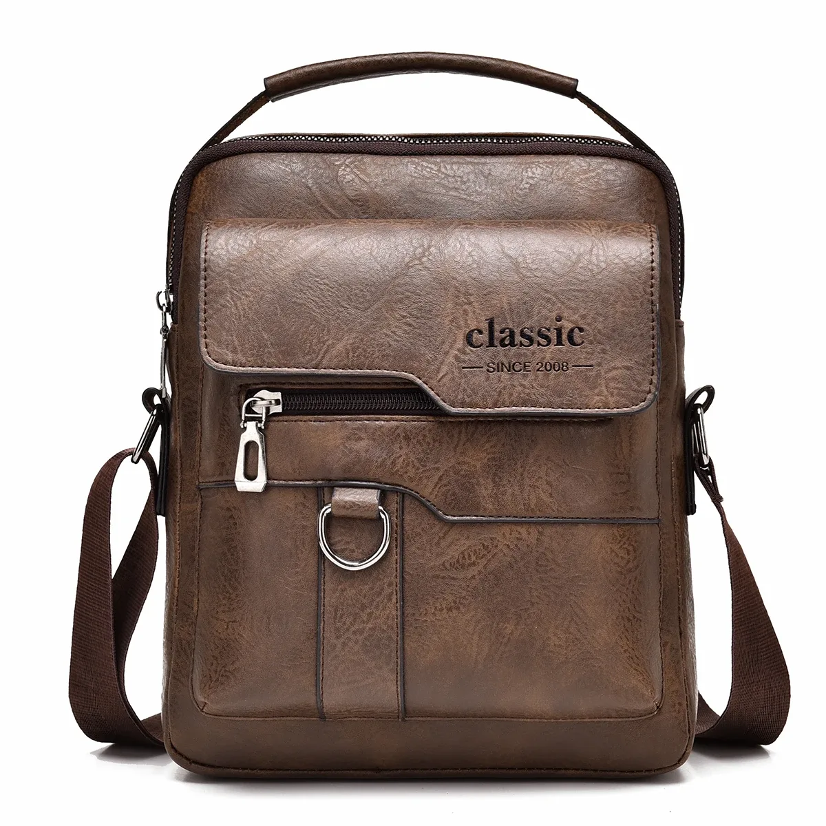sac à bandoulière en cuir pour hommes, marque de luxe, sacs à main marron business, grande capacité, sacoches latérales, nouvelle collection 2024