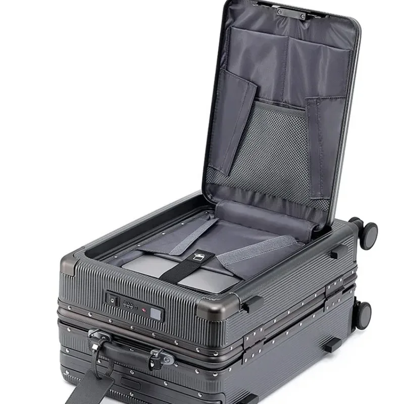 valise de voyage 24'26 pouces, cadre en aluminium, valise à roulettes large, bagage cabine avec porte-gobelet, valise à roulettes 20 pouces
