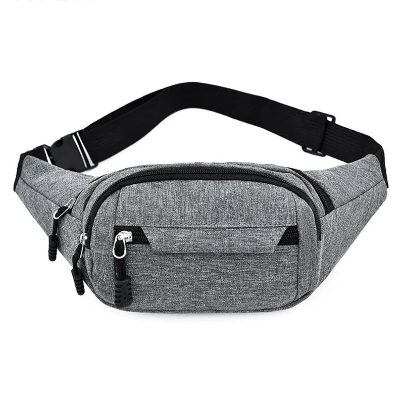 sac banane de taille unisexe pour hommes, sac de poitrine étanche, sac de sport de plein air, pochette en toile, pochette banane à bandoulière