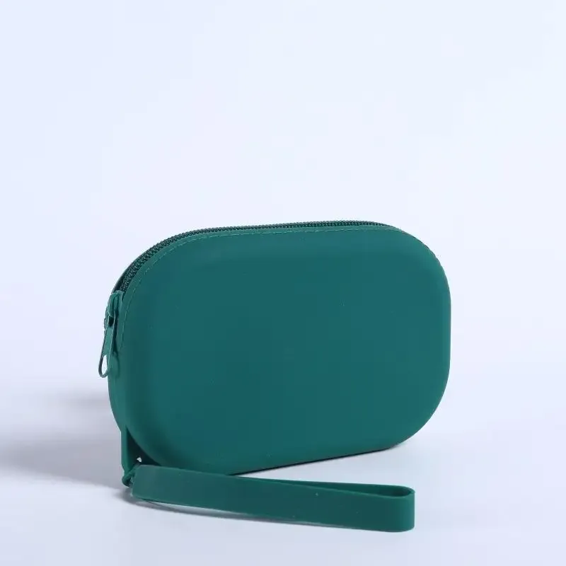 sac à fermeture éclair en silicone lisse pour écouteurs, portefeuille, organisateur de cosmétiques, porte-monnaie pour femmes et filles【smq】