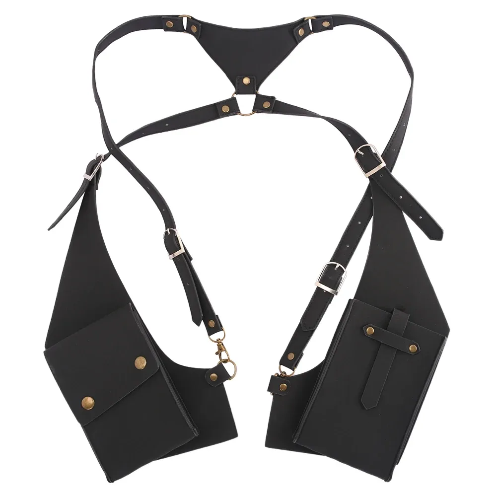 double sac à bandoulière en cuir pu, antivol, sangle cachée sous les bras, portefeuille, étui pour téléphone, pochette de loisirs pour gilet de sport, voyage en plein air