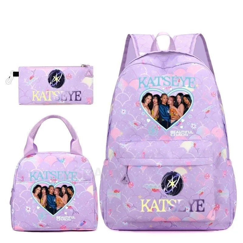 sac à dos tendance katseye amusant pour filles, enfants, étudiants, sac à dos double épaule, sac de voyage pour adolescents, sac à crayons, sac à déjeuner, sac à livres, cartable